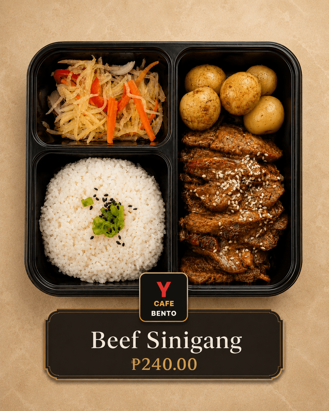 Beef Sinigang Y Cafe Bento menu card