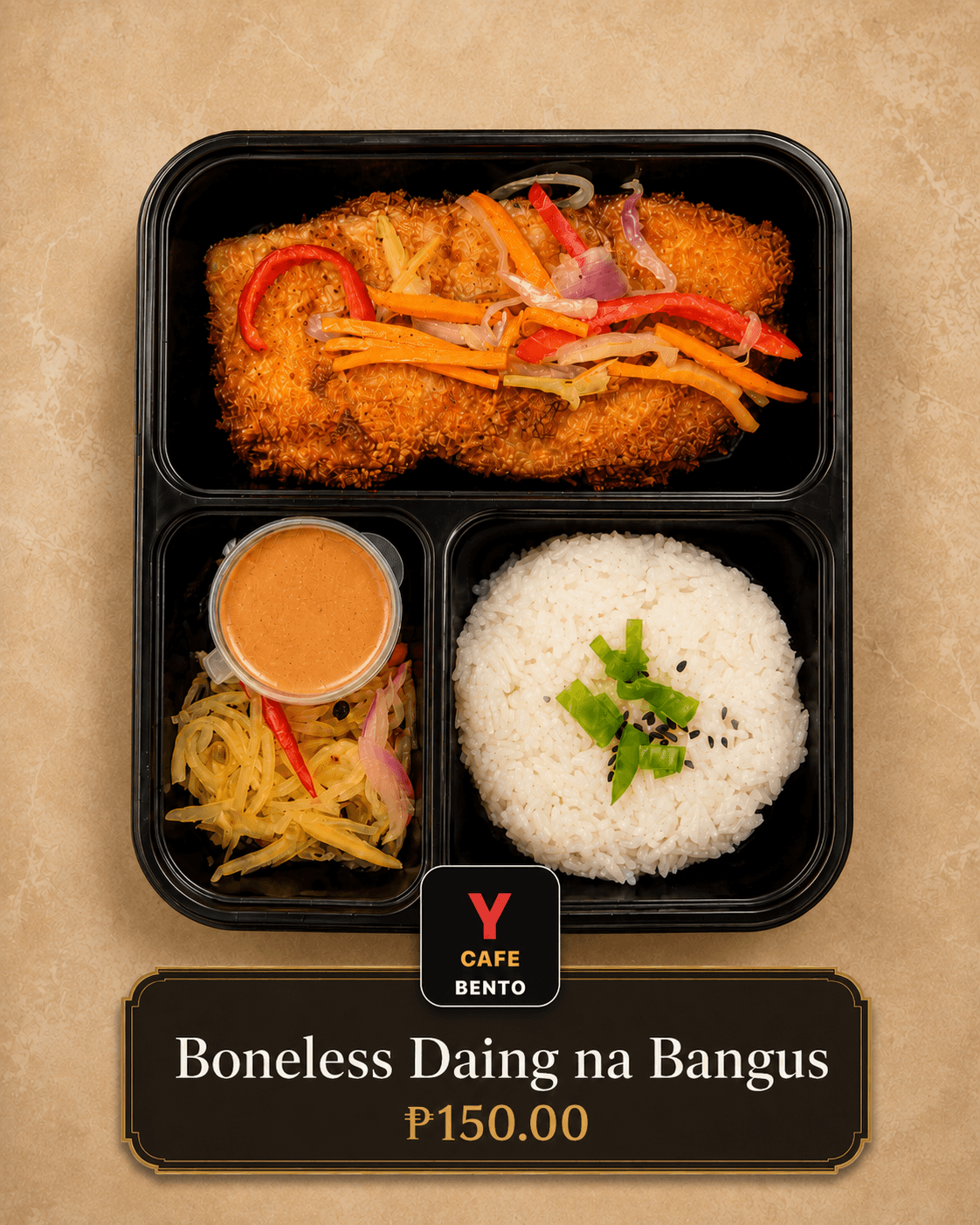 Boneless Daing na Bangus Y Cafe Bento menu card