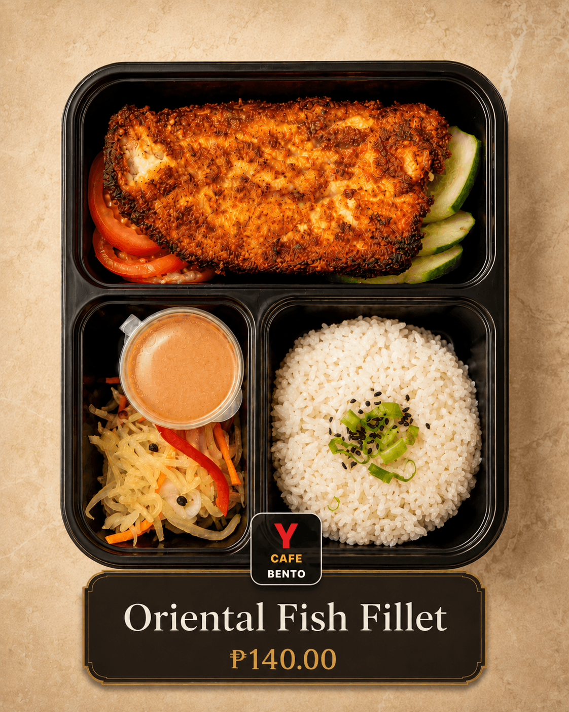 Oriental Fish Fillet Y Cafe Bento menu card
