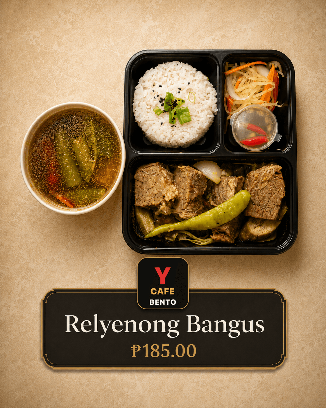 Relyenong Bangus Y Cafe Bento menu card